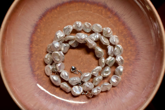 Blue Blood – Crushed Silver Baroque Pearl Necklace