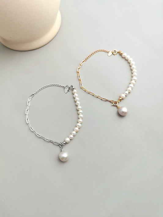 LUNE Drop Baroque Pearl Chain Bracelet | BARØ